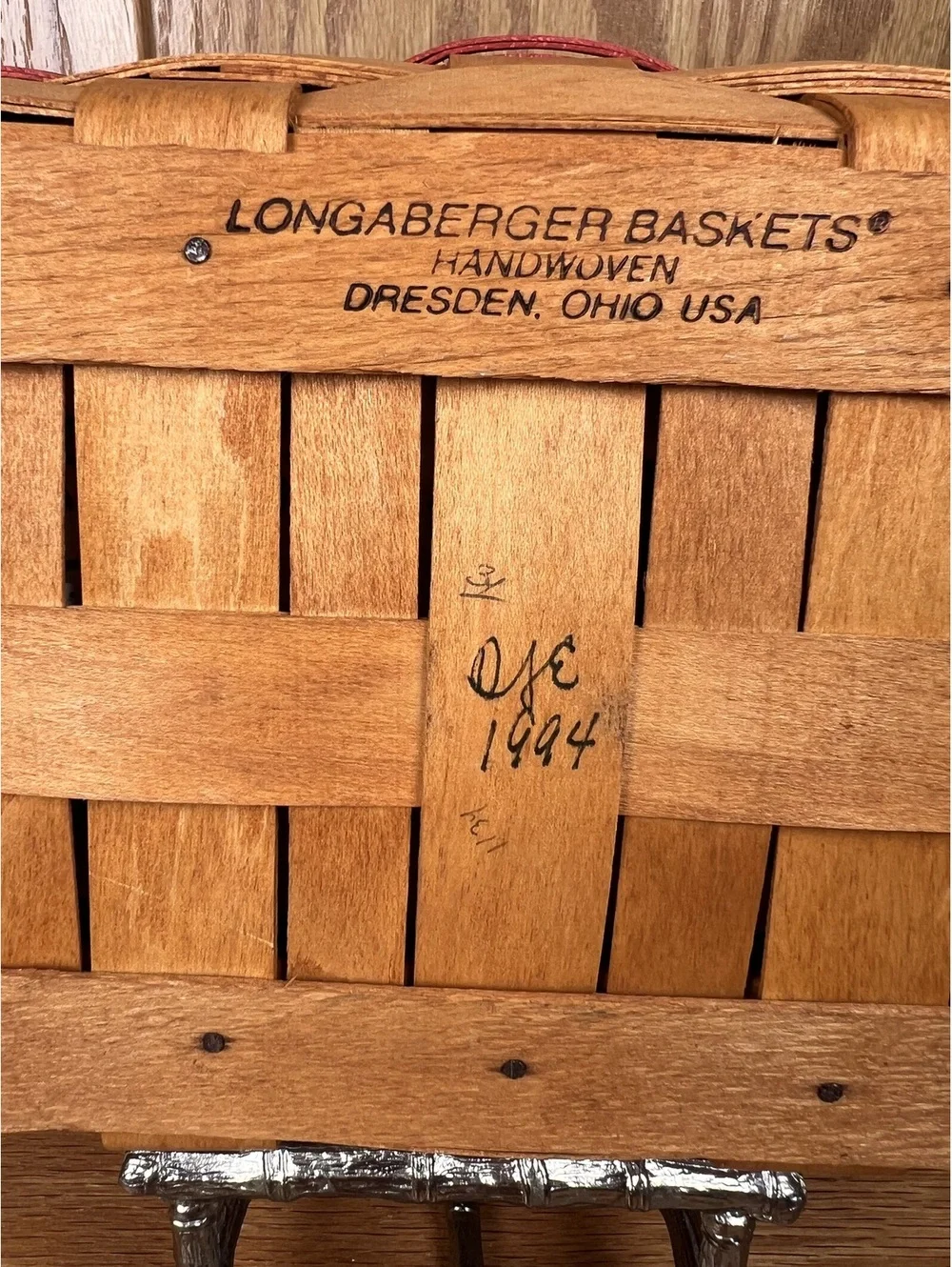 Longaberger 1994 Woven Basket with Floral Fabric Liner and Protector